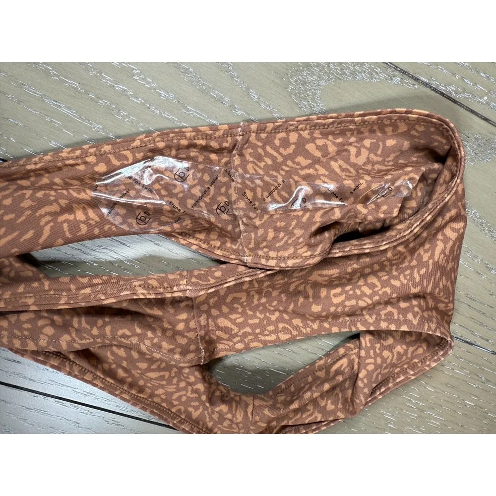 Stone Fox Swim Bikini Bottom Womens XS Brown Leopard‎ Print High Leg Cheeky NEW